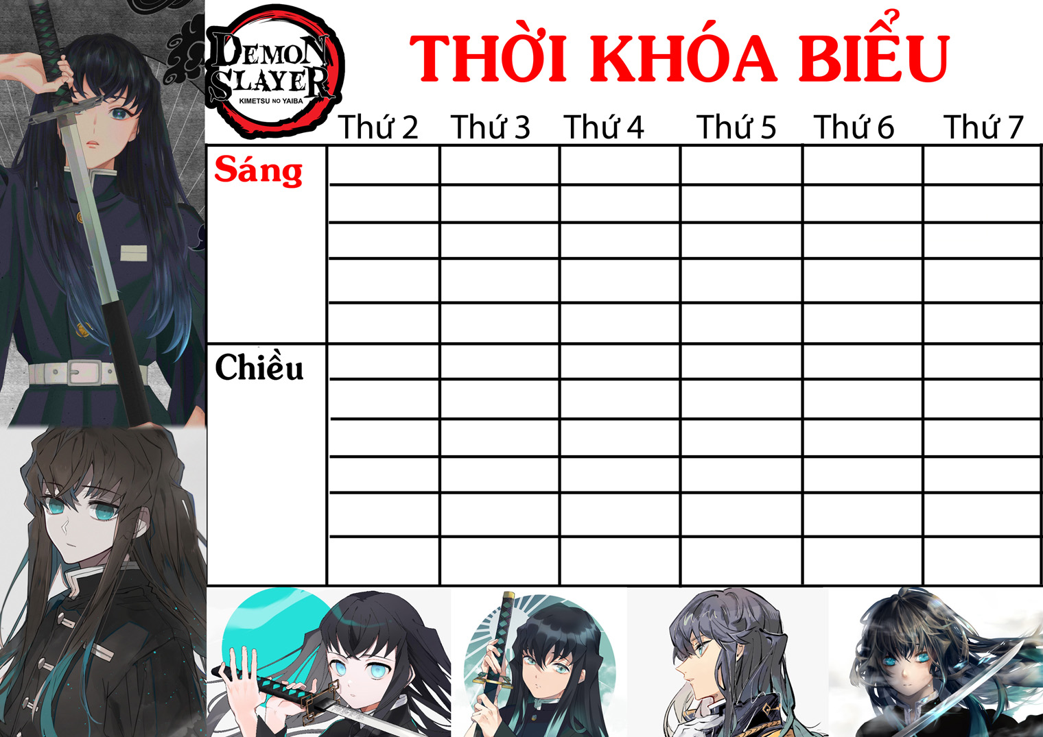 COMBO 2 THỜI KHOÁ BIỂU Kimetsu no Yaiba 15x21cm