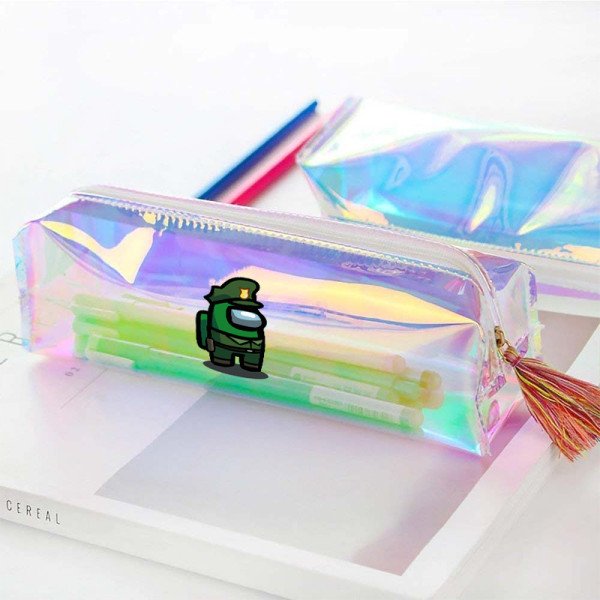 Hộp bút Hologram trong in hình Among Us chú áo xanh