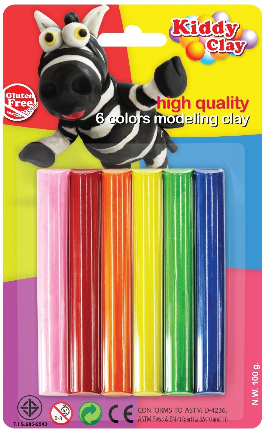 Đất nặn 6 màu 100g st-100-6