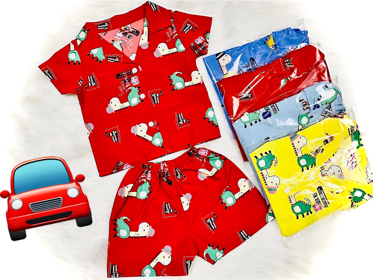 Bộ Lụa Pijama Tay Ngắn Bé Trai (8-14kg) ( Giao màu ngẫu nhiên)