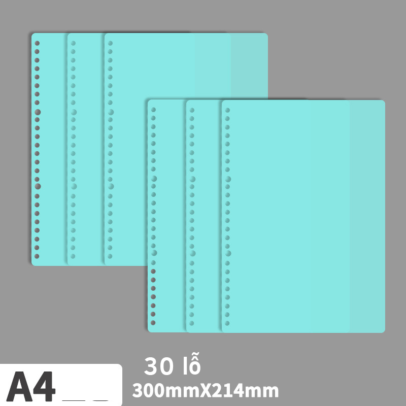 Bộ 4 Bìa Nhựa Tab Phân Trang A5 / B5 / A4 Trong Suốt VPP Tue Minh, Xanh Dương Làm Bìa Binder gắn sổ còng- VPPTueMinh