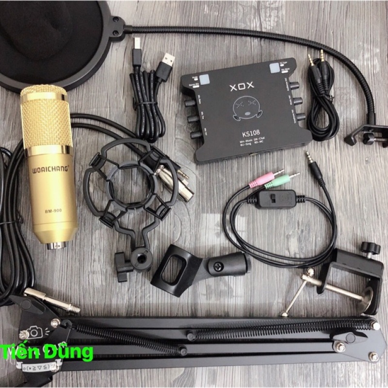 Bảng giá Bộ mic thu âm mic BM900 sound card xox ks108 chân màng MA2- Bộ livestream bm900 sound card Phong Vũ