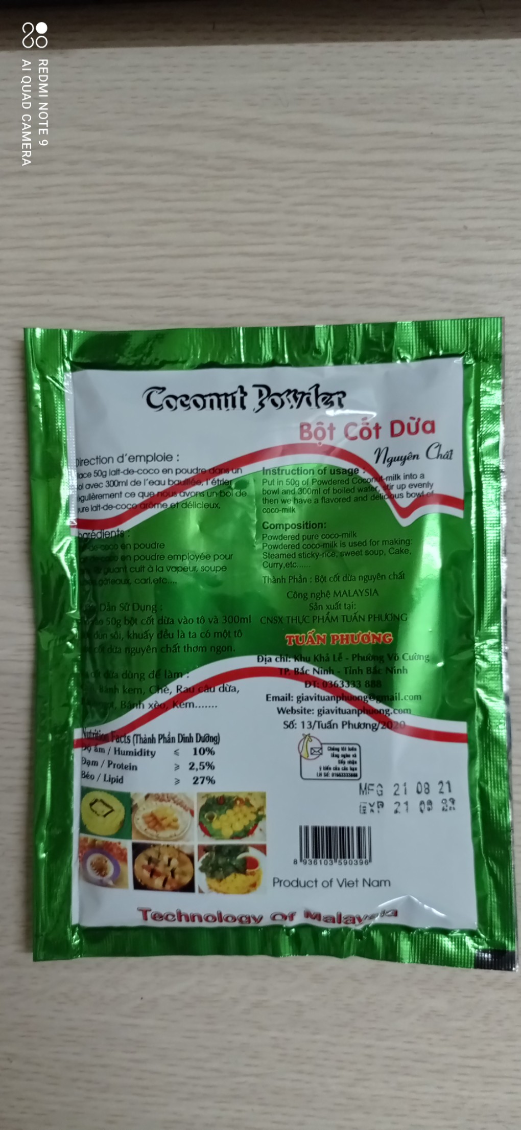 Bột cốt dừa Tuấn Phương 50gr