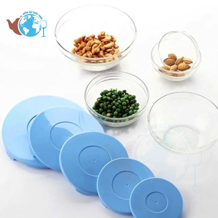 Bộ 5 thố thủy tinh nắp nhựa