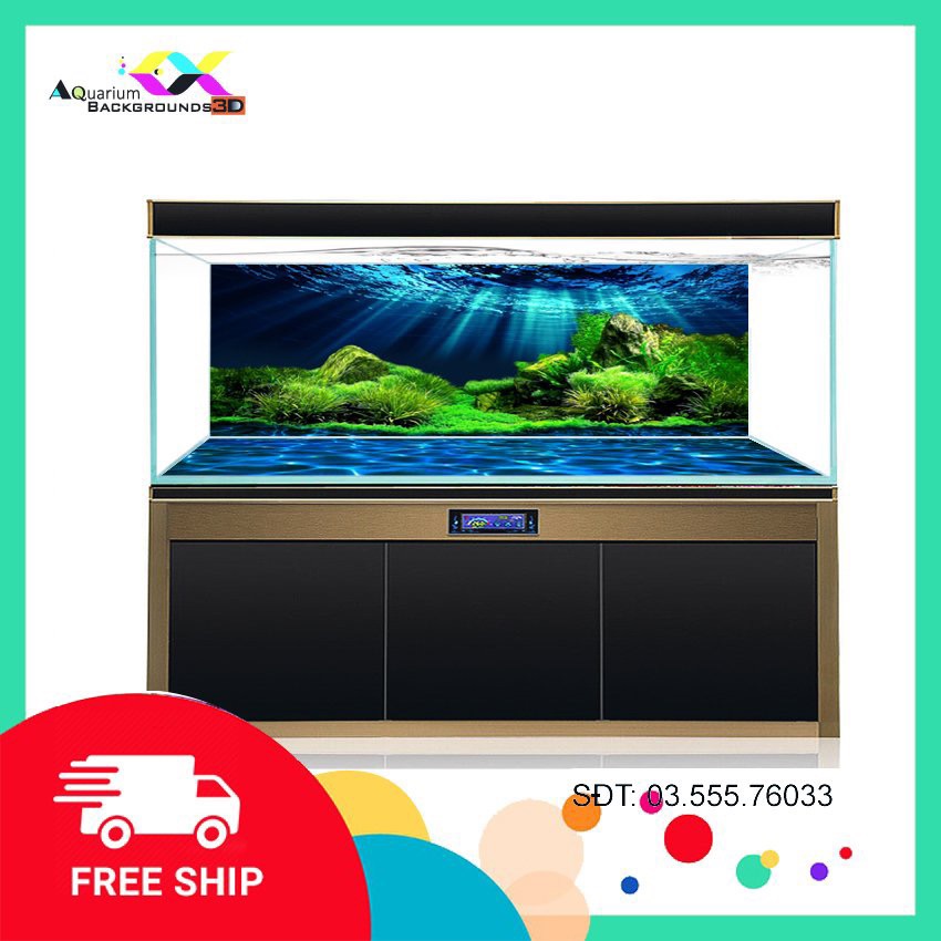 Tranh 3D dán bể cá cao cấp, có keo sẵn trên bề mặt, có thể in theo kích thước yêu cầu (mã AQB20-359)