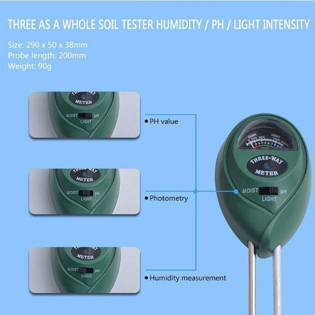Máy đo PH đất - Máy đo độ ẩm đất 3 trong 1 ( Cảm biến Độ ẩm, Ánh sáng, PH )