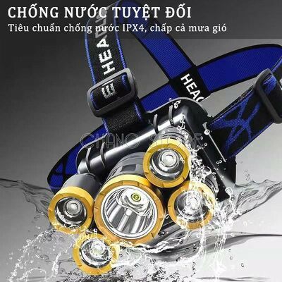 Đèn pin siêu sáng đội đầu 5 bóng gồm 1 đen 5 bóng