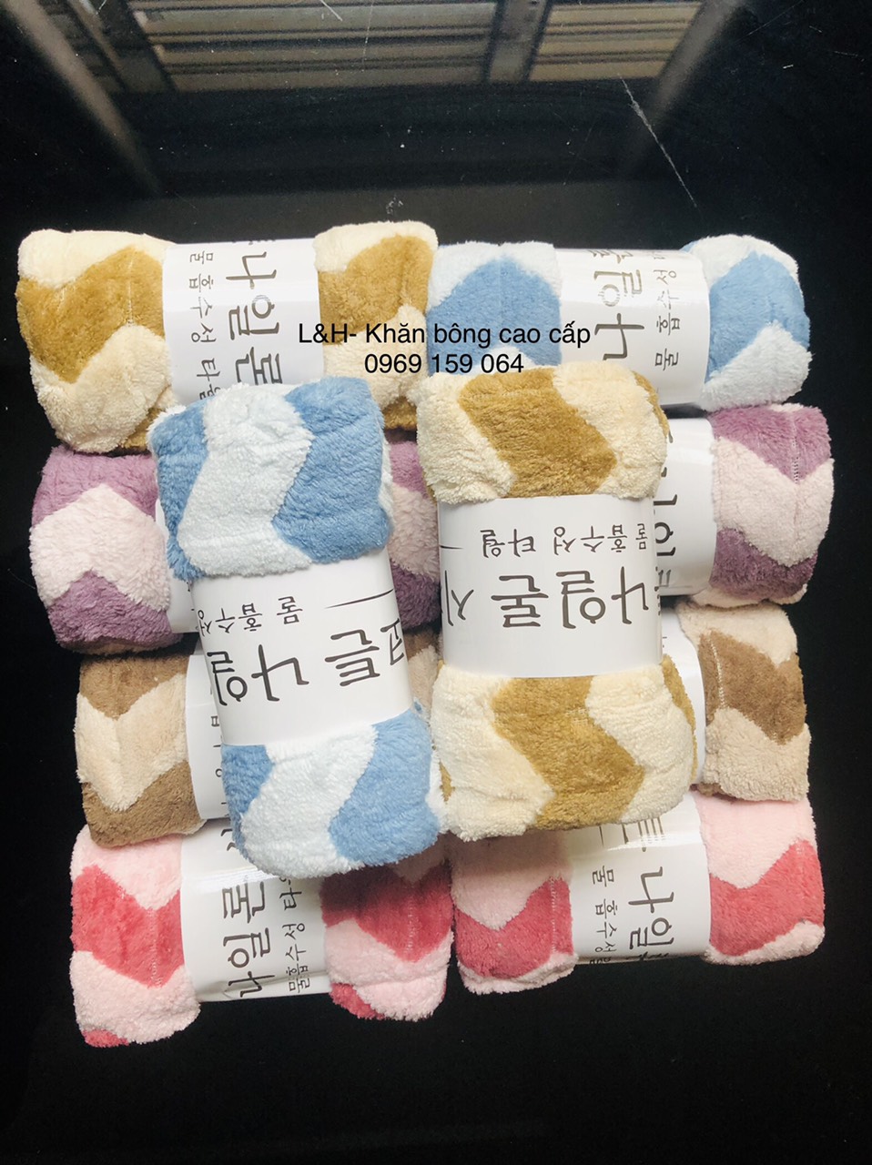 Khăn lau tóc lông cừu, sóng to, KT 35x75cm