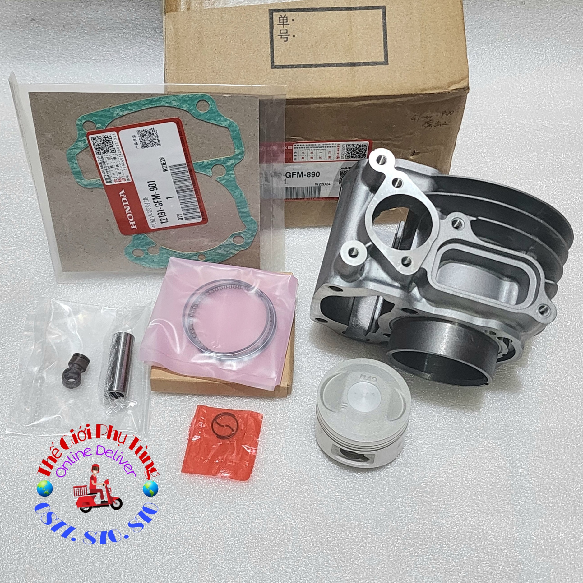 Bộ nòng piston bạc SCR, Lead 110 (có ắc, phe, ron chân) zin wuang