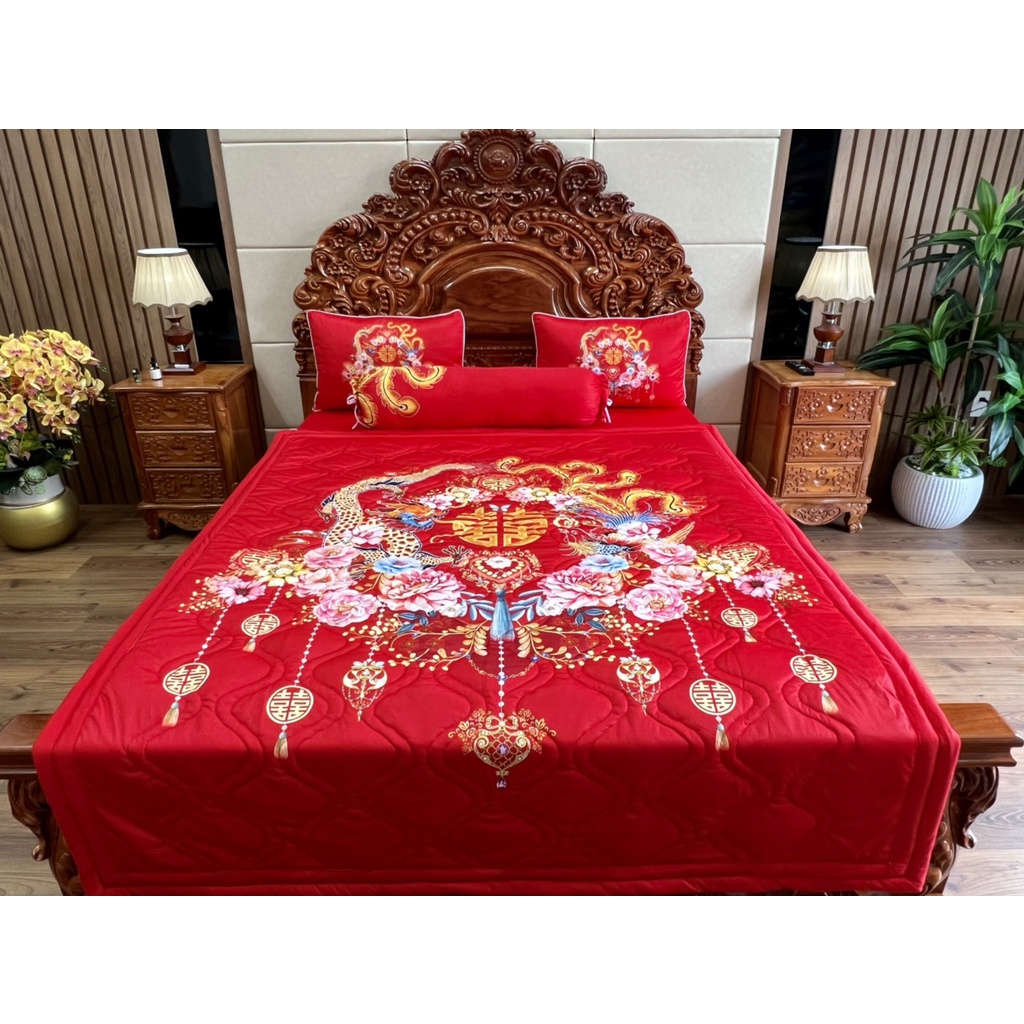 [ Drap Cưới ] Bộ ga gối thun ý mát lạnh 5D cao cấp