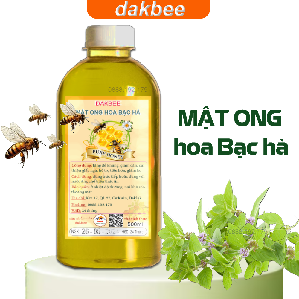 500ml Mật ong rừng hoa bạc hà nguyên chất Daklak tăng cường sức khỏe, sức đề kháng, CAM KẾT CHẤT LƯỢNG, GIÁ ƯU ĐÃI - [ DAKBEE ]