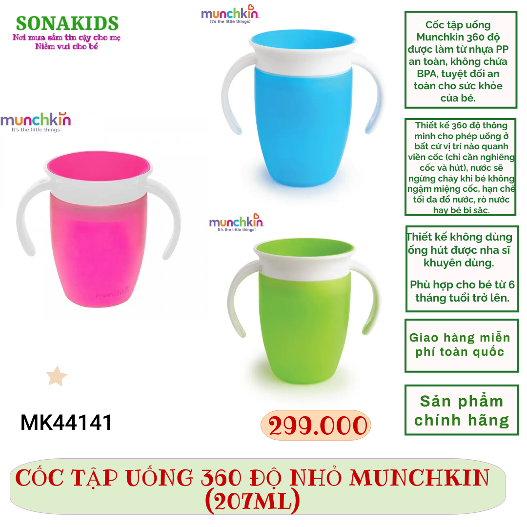 CỐC TẬP UỐNG 360 ĐỘ NHỎ MUNCHKIN (207ML) - MK44141