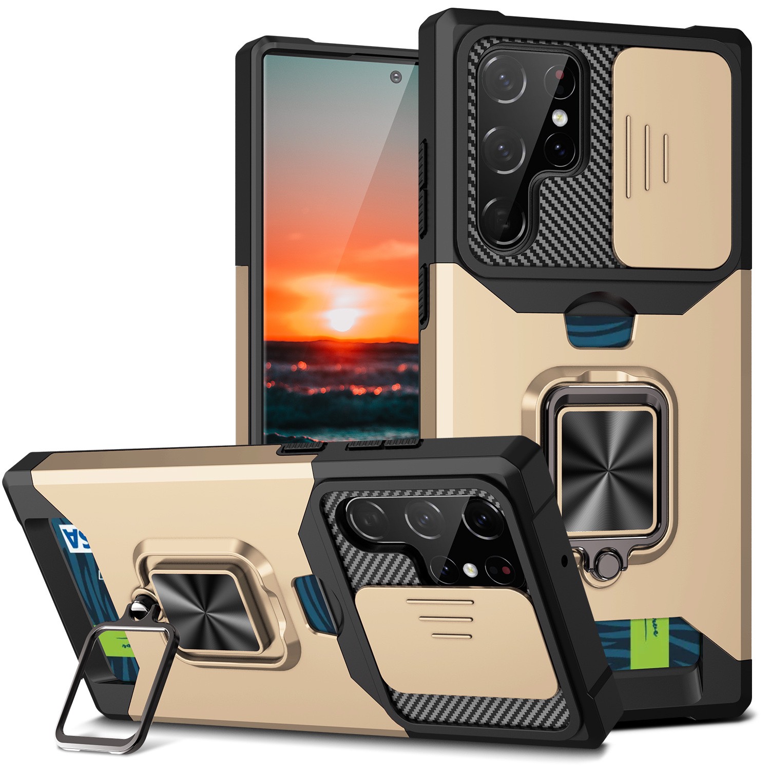 Ốp lưng samsung galaxy s24 ultra / s23 ultra / s22 ultra / s22 plus / s21 ultra / note 20 ultra / note 20 3 in 1 chống sốc nắp trượt che camera