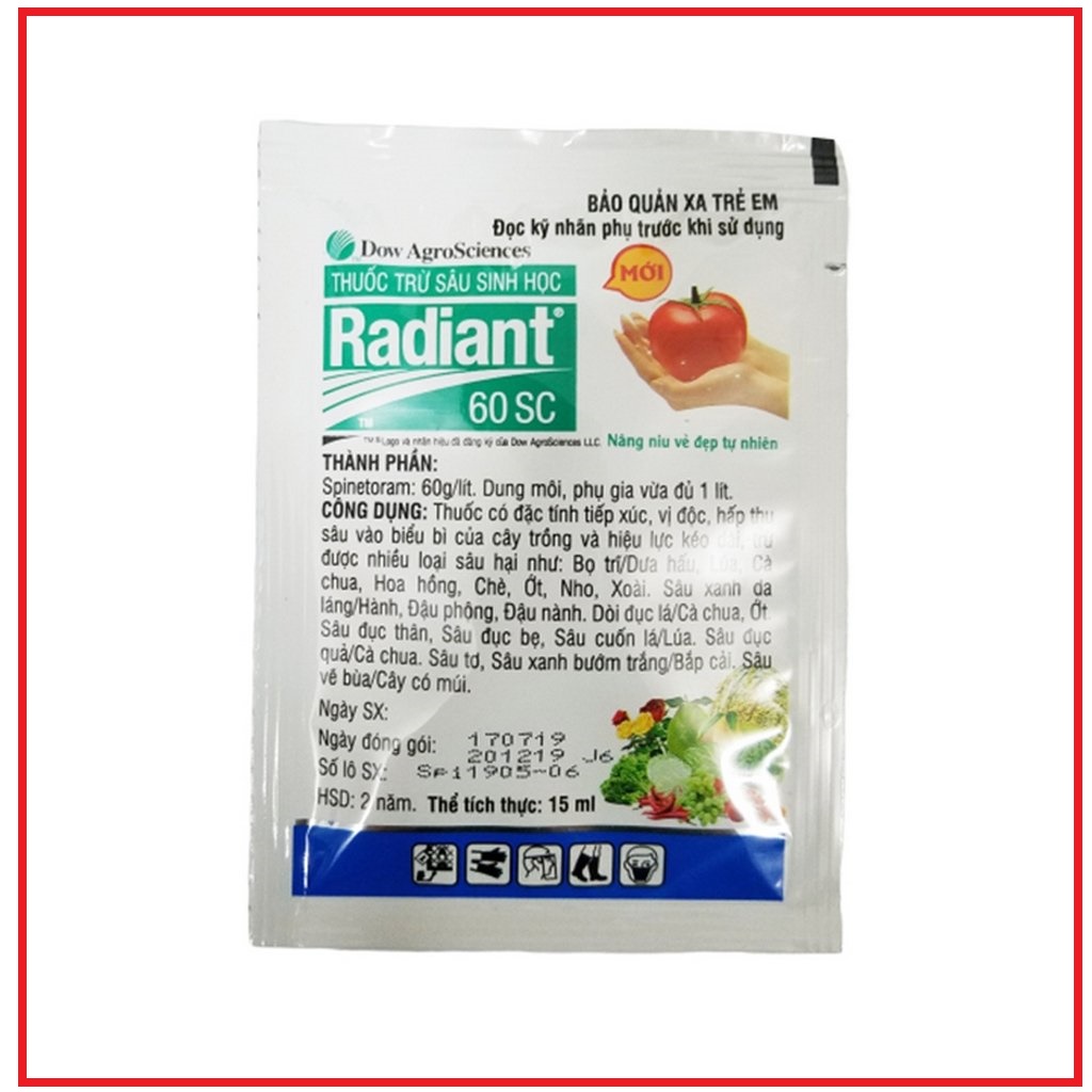 Radiant 60 SC chuyên trừ bọ trĩ, sâu tơ làm xoăn ngọn lá, xoăn lá hồng, ớt, cây bầu bí, sâu đục quả, sâu tơ hại rau cải