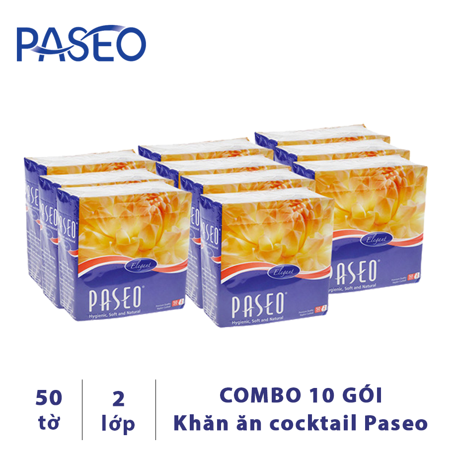 COMBO 10 gói Khăn ăn cocktail Paseo 50 tờ x 2 lớp - 69910131