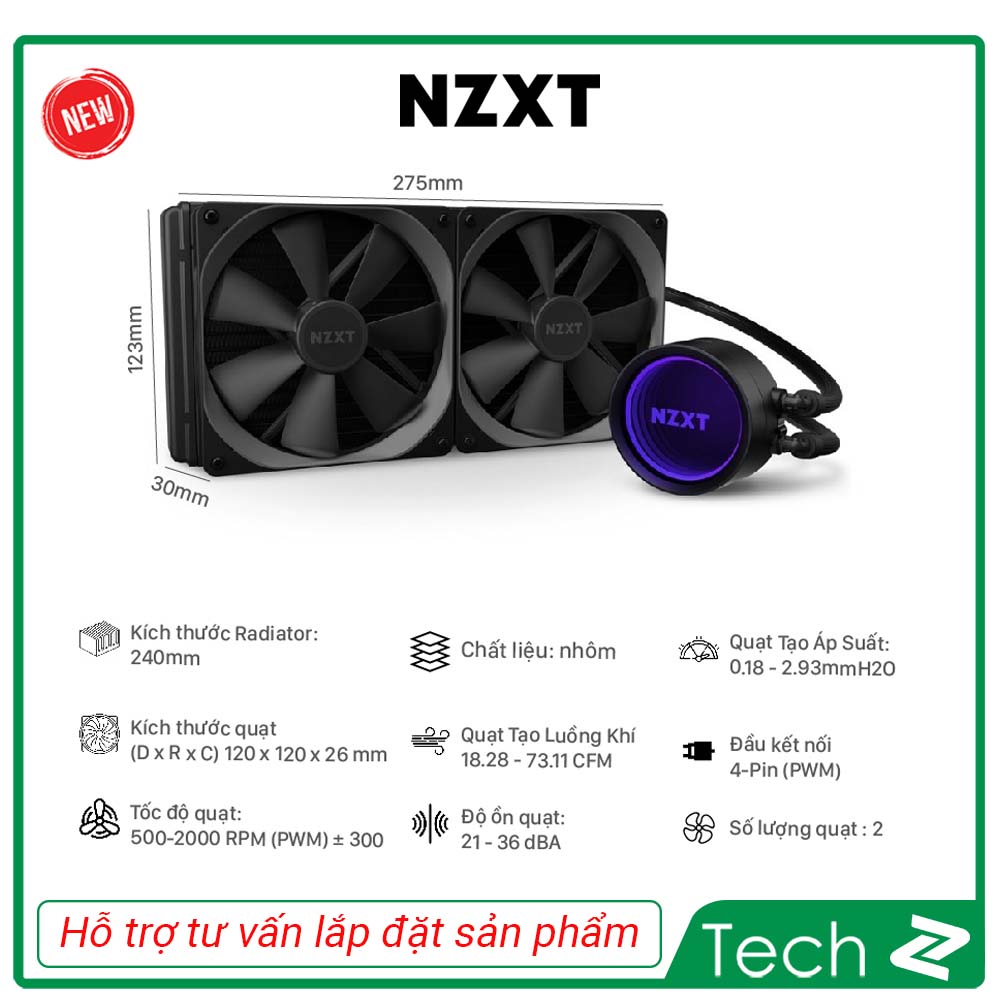 [FREESHIP MAX] Tản nhiệt nước CPU NZXT Kraken X53 RGB (Black/White)