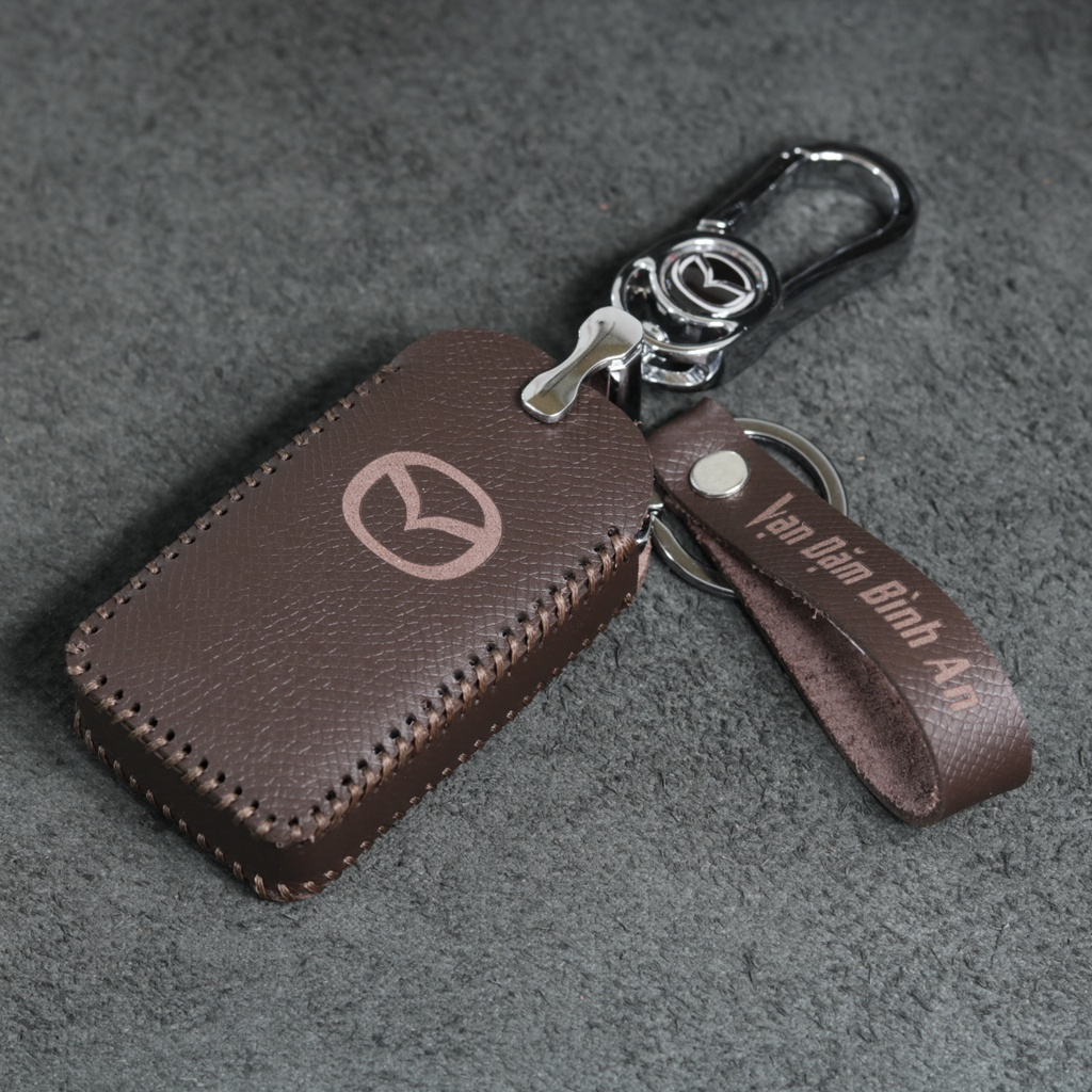 Ốp chìa khoá mazda 3 CX3 CX8 2023 2024 bao da bọc ốp da bò nhiều màu khâu thủ công