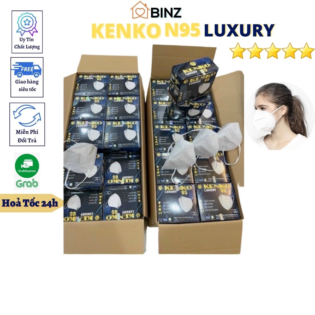 Thùng 50 Hộp Khẩu Trang Y Tế VN95 Kenko Luxury 5 Lớp Kháng Khuẩn Chống Bụi