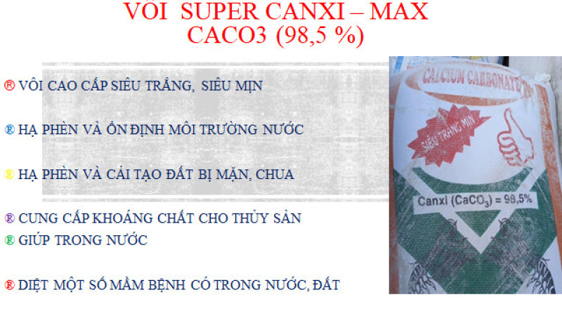 VÔI CAO CẤP SUPER CANXI-MAX, SIÊU TRẮNG MỊN, CHUYÊN DÙNG CHO ỐC BƯU (BAO BÌ 1KG/GÓI)