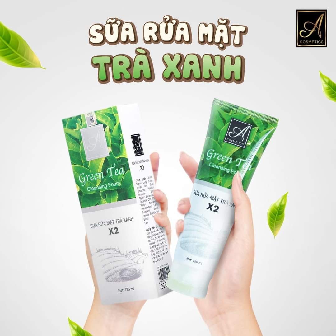 Sữa Rửa Mặt Trà Xanh Green Tea X2 acosmetics kiềm dầu sạch da 125ml
