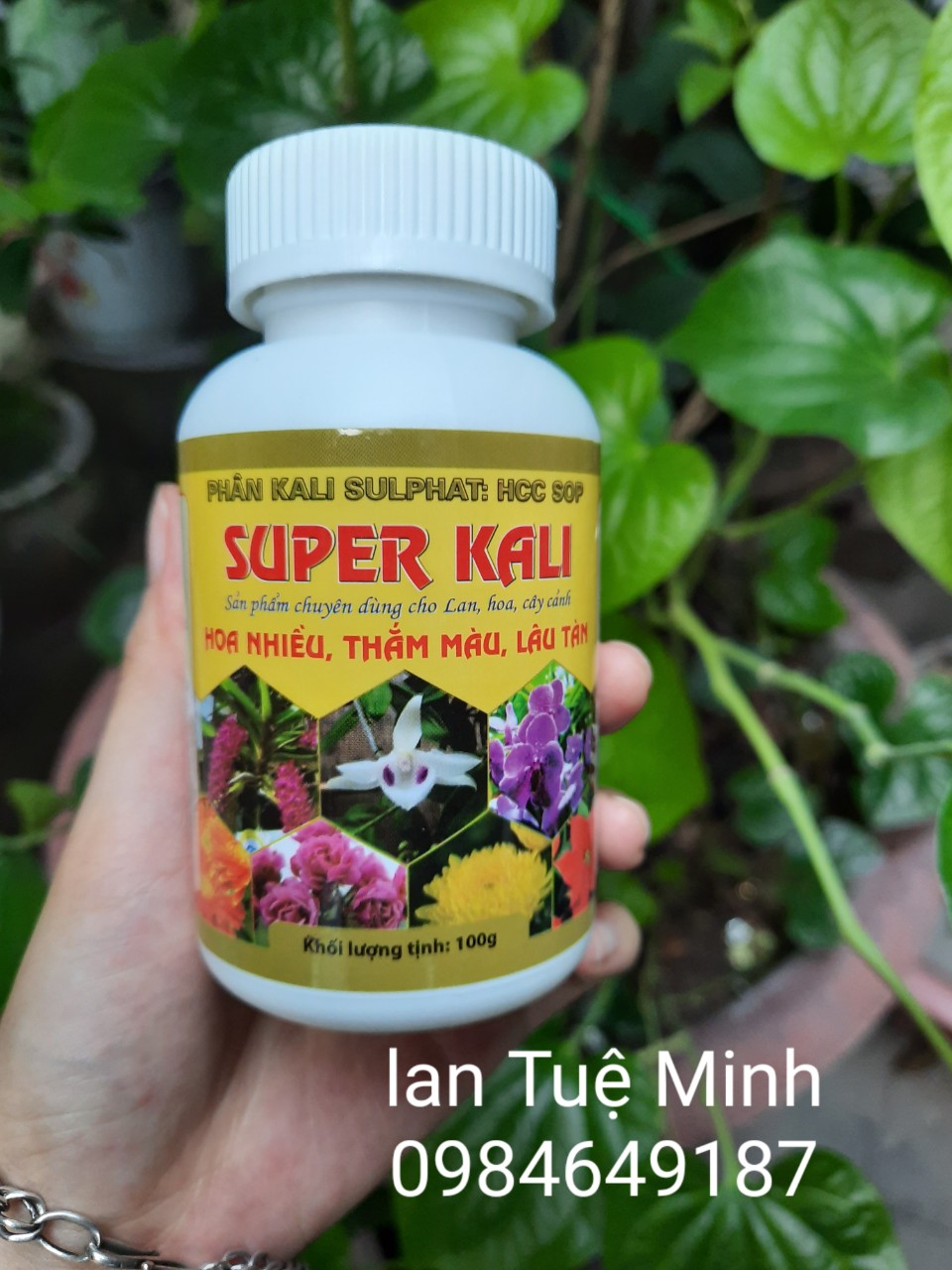 Phân bón Super kali - Kali sunphat hũ 100g, giúp cây nhiều hoa, thắm màu, lâu tàn, sản phẩm chuyên dùng cho hoa lan, cây
