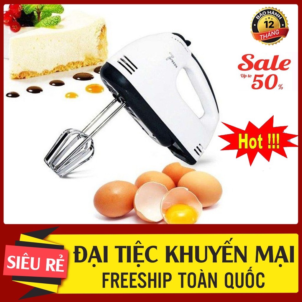 [FREE SHIP] Máy đánh trứng 7 tốc độ 1800w bảo hành 12 tháng Máy nhào bột