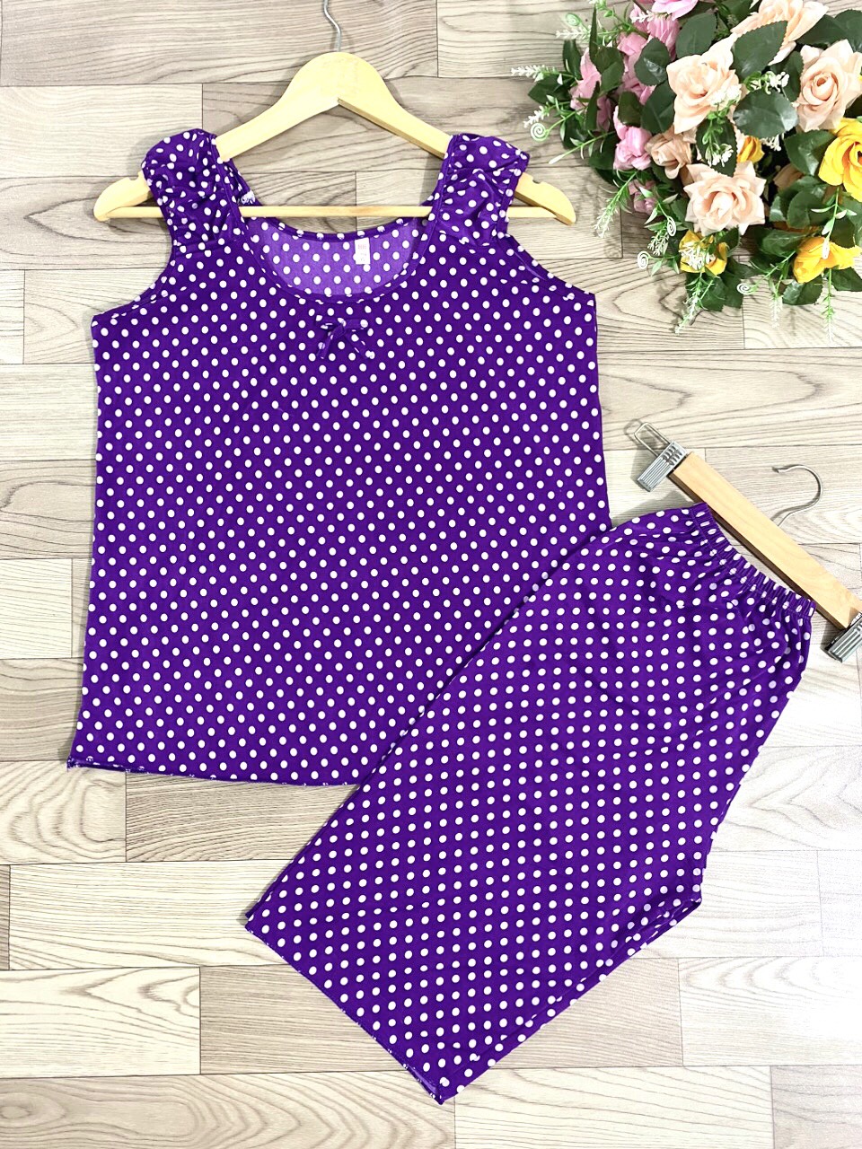 COMBO 4BỘ ĐỒ LỬNG CHẤM BI SÁT NÁCH. FREE SIZE 60KG