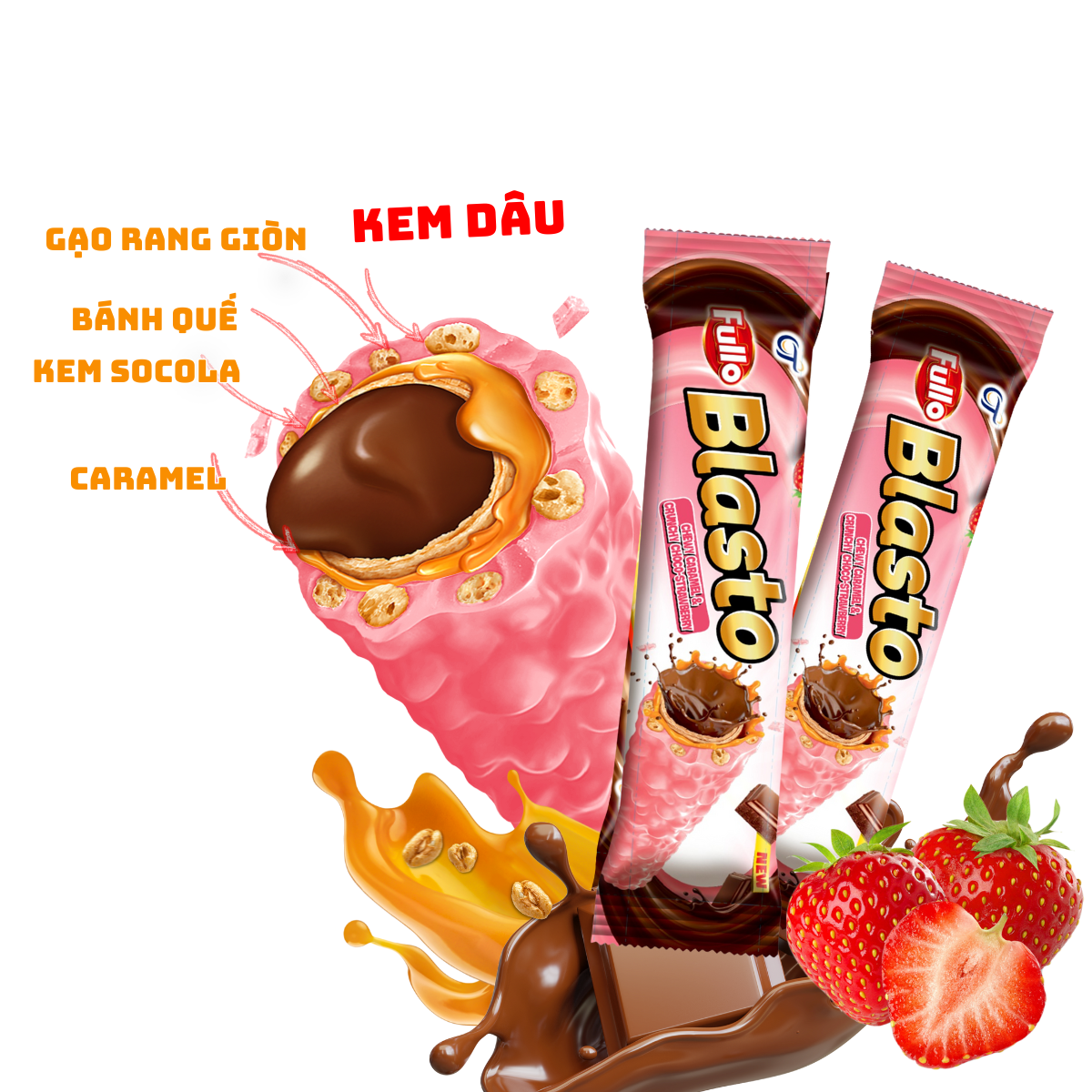 Combo 2 Fullo Blasto (Chocolate and Strawberry Chocolate) _ 5-Layer Chocolate-Coated Waffle Imported from Indonesia