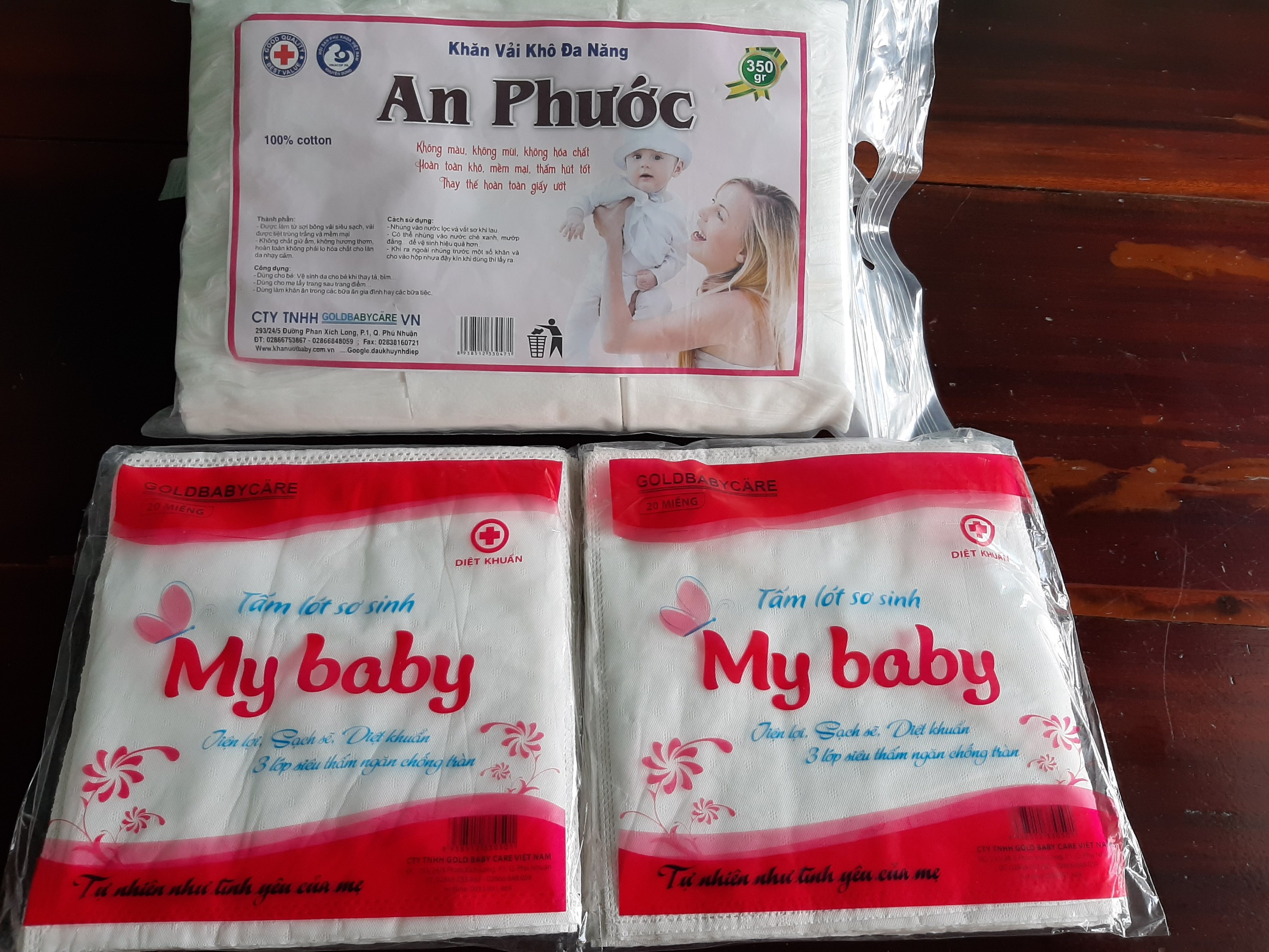 [HCM]ComBo tiện dụng gồm: 1 Gói khăn đa năng AN PHƯỚC 350Gr  + 2 Gói lót phân xu MY BABY (40 tờ)