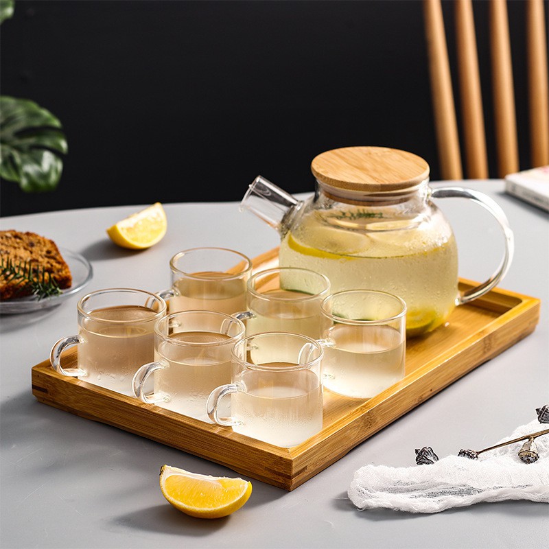 Ấm trà thủy tinh nắp gỗ 1000ml