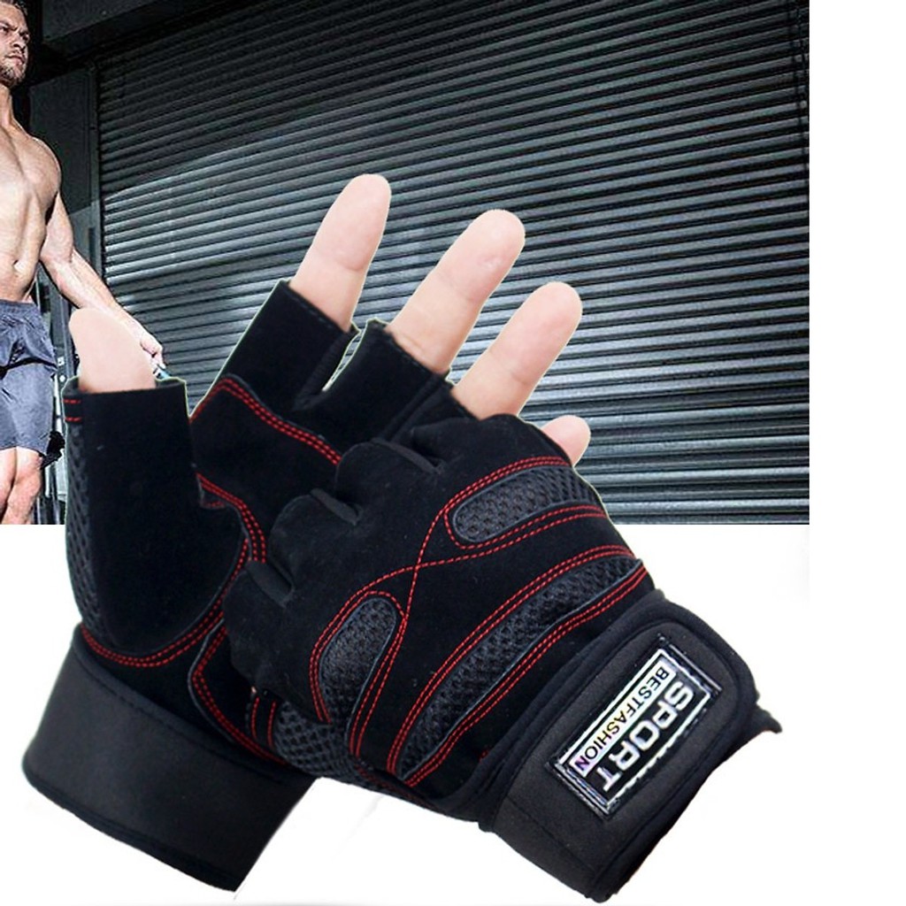 Găng tay sport beastfashion - găng tay tập gym - đen