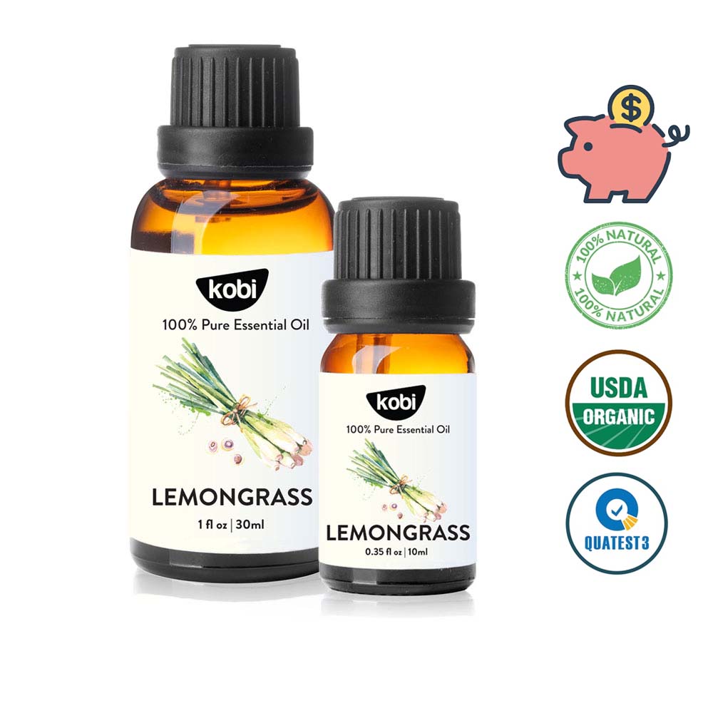 Combo tiết kiệm gồm 2 chai tinh dầu Sả Chanh Kobi Lemongrass essential oil nguyên chất