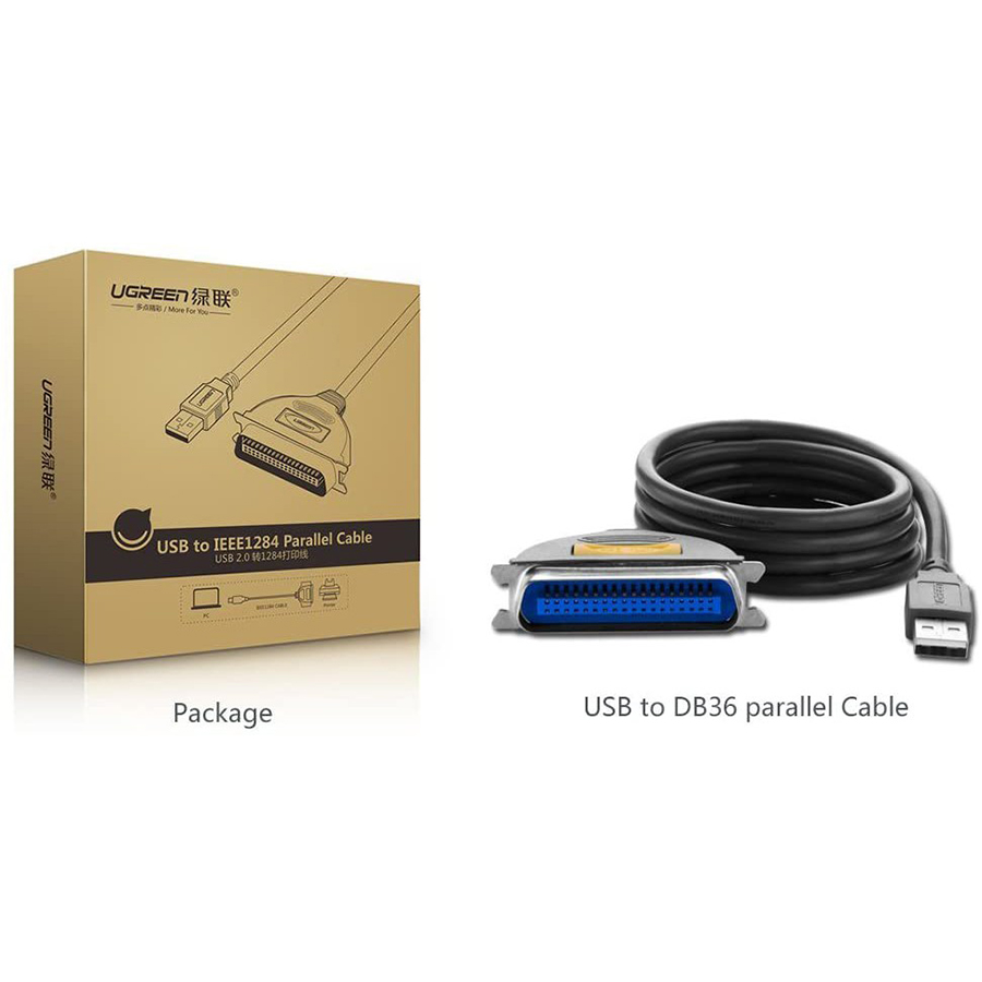 Cáp máy in USB sang IEEE 1284 Parallel Ugreen 20225 dài 2M chính hãng - HapuStore