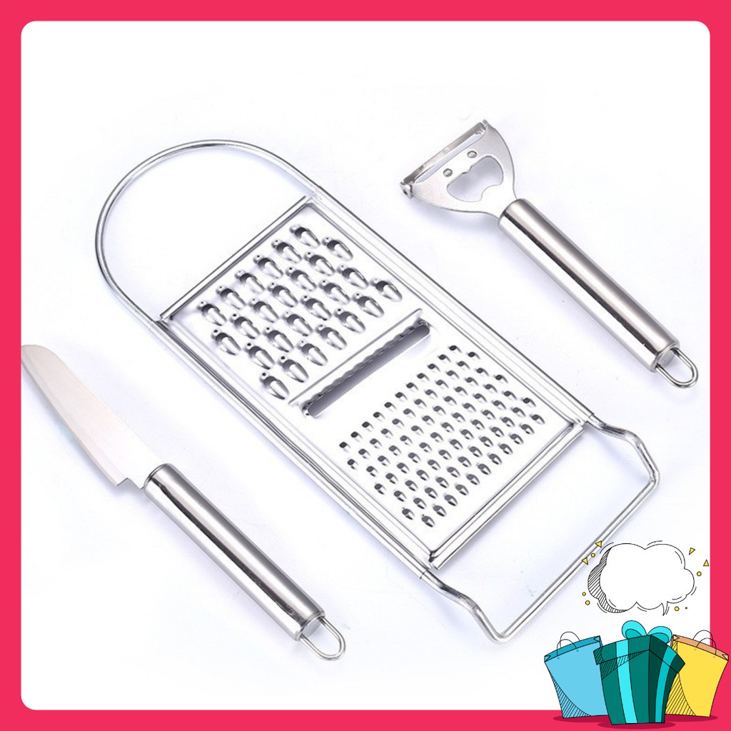 Vỉ 3 bộ dao gọt củ quả cao cấp inox 304. là những dụng cụ cực kỳ hữu ích, giúp bạn gọt vỏ, bào vỏ, bào sợi nhuyễn, cắt miếng các loại trái cây, rau củ.