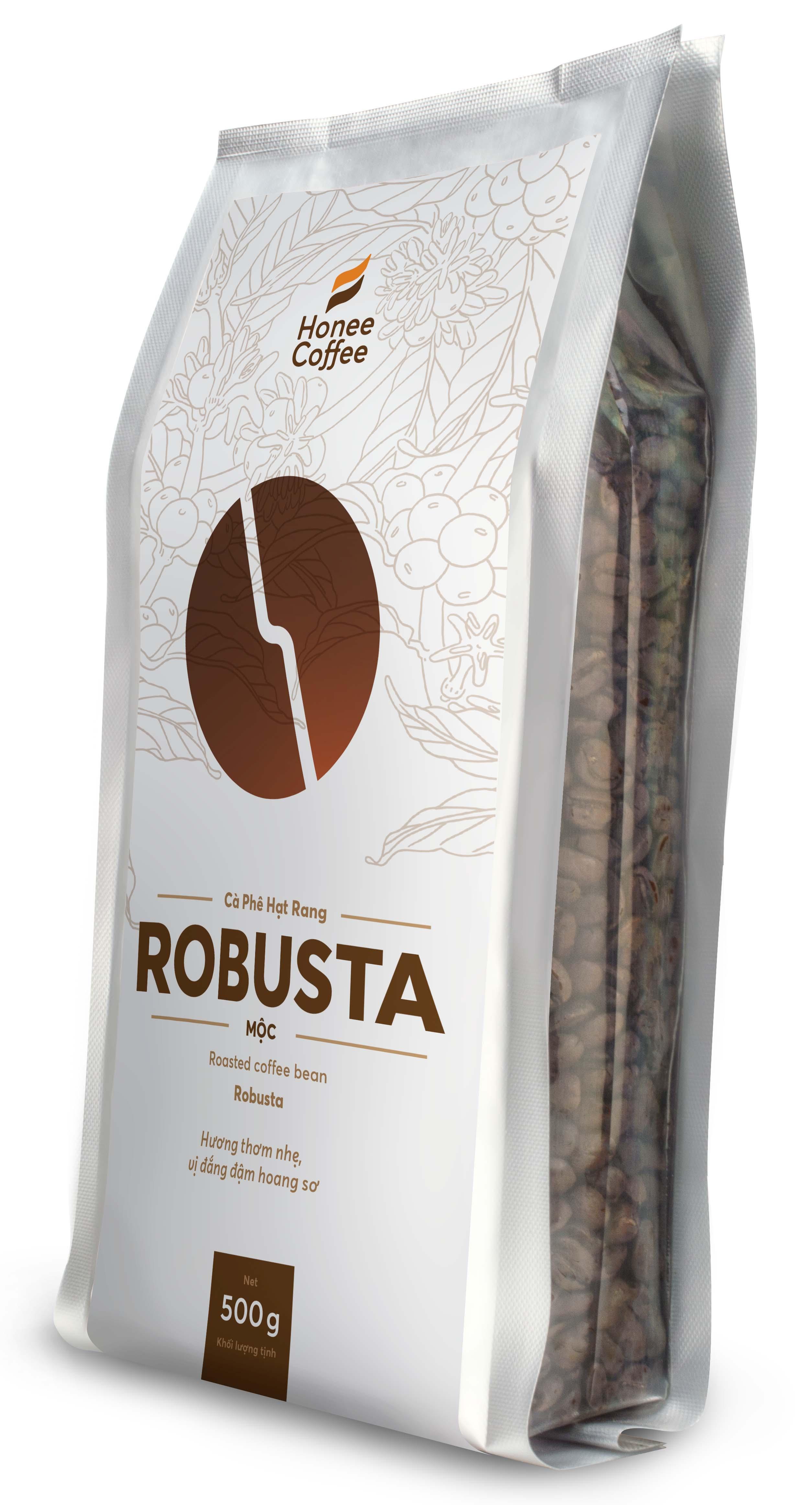 Cà Phê Hạt Rang Robusta Cơ Bản - 500g - Honee Coffee