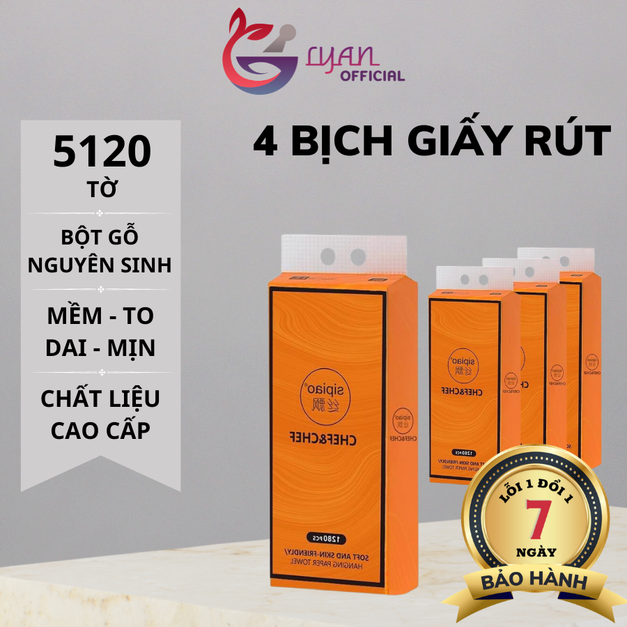 Khăn giấy rút treo tường tiện lợi 1280 tờ CHERFUL CAM nội địa Trung cao cấp, giấy vệ sinh treo tường 4 lớp bột gỗ