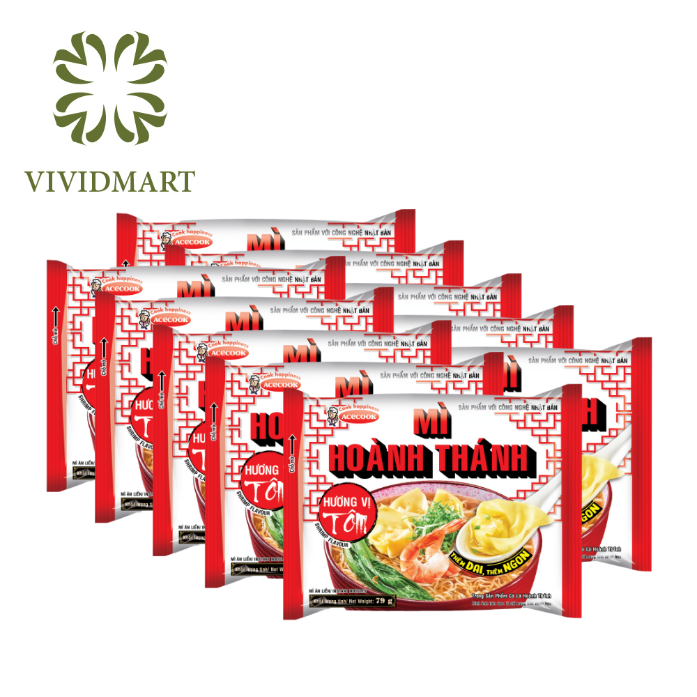 [SET OF 10 PACKAGES] - ACECOOK - INSTANT NOODLES WITH SHRIMP WONTON FLAVOUR (79G/PACKAGE)