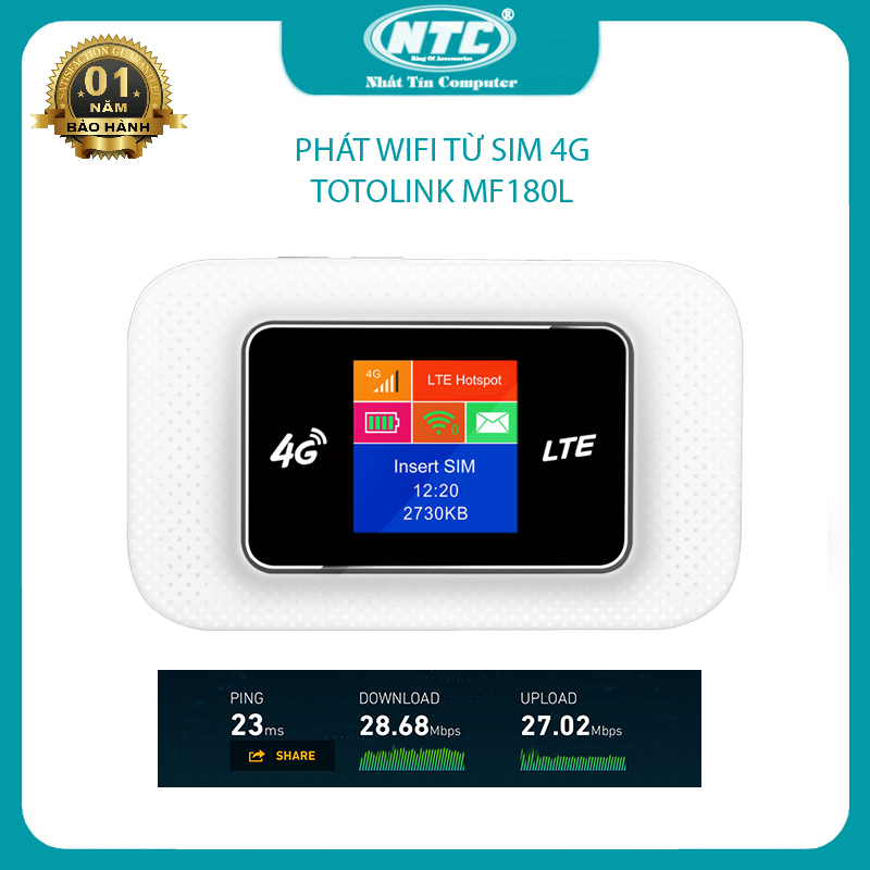Bảng giá Phát wifi từ sim 4G Totolink MF180L mạnh mẽ - hỗ trợ  dùng nguồn trực tiếp không cần gắn pin (Trắng) - Nhất Tín Computer Phong Vũ