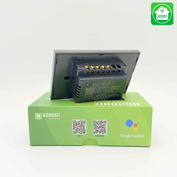 Công Tắc Wifi Cảm Ứng Hunonic 2 Nút Màu Đen