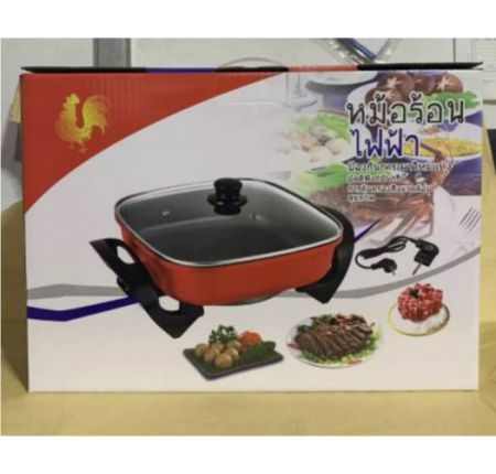 NỒI LẨU ĐIỆN VUÔNG ĐA NĂNG 5 lít- Công nghệ Hàn Quốc; nồi lẩu hình vuông nồi chiên xào dung lượng lớn chống dính lau rửa dễ dàng tay cầm cách nhiệt rễ dàng chân chắc trẵn trống trượt ,rễ dàng vệ sinh.