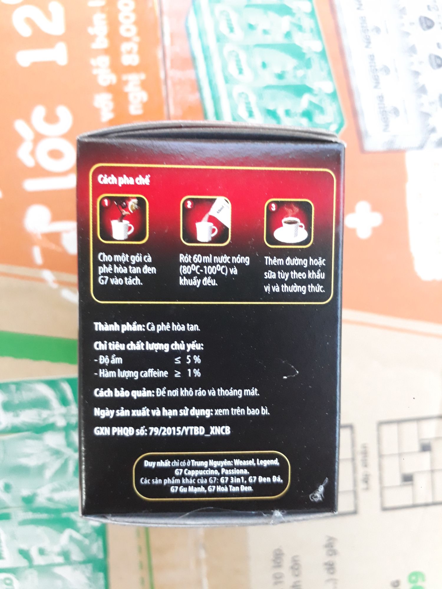 [HCM]CÀ PHÊ G7 HÒA TAN ĐEN - HỘP 15 GÓI 2GR