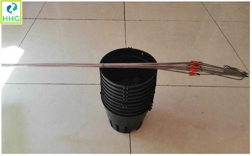 Combo 10 chậu nhựa trồng lan fi 16 + 10 móc inox treo chậu siêu bền!!!
