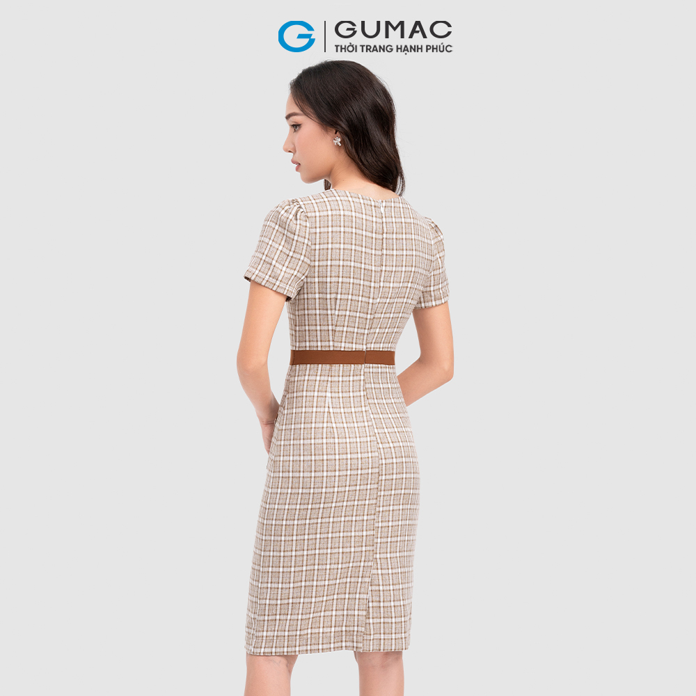Đầm caro phối viền thời trang GUMAC DC11028