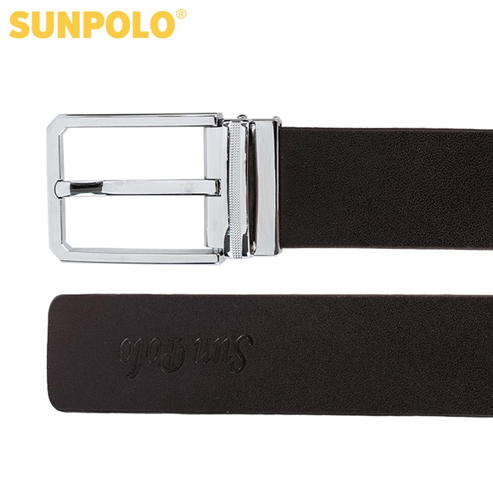 Thắt lưng nam da bò khóa kim đơn giản SunPoLo BS02DN (Đen, Nâu)