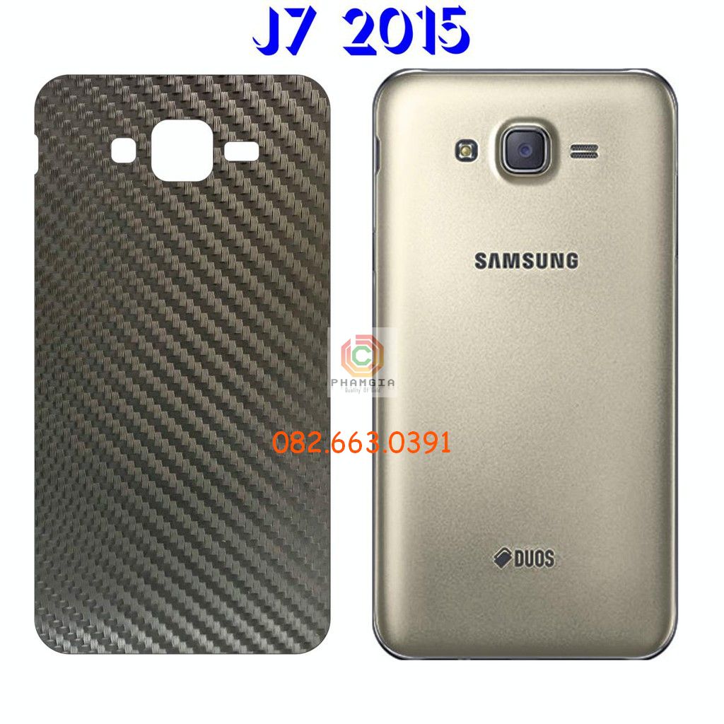 Miếng dán mặt lưng skin carbon Samsung Galaxy J7 2015/ J7 2016/ J7 Prime/ J7 Pro/ J7 Plus/ J7 Max/ J7 Duo