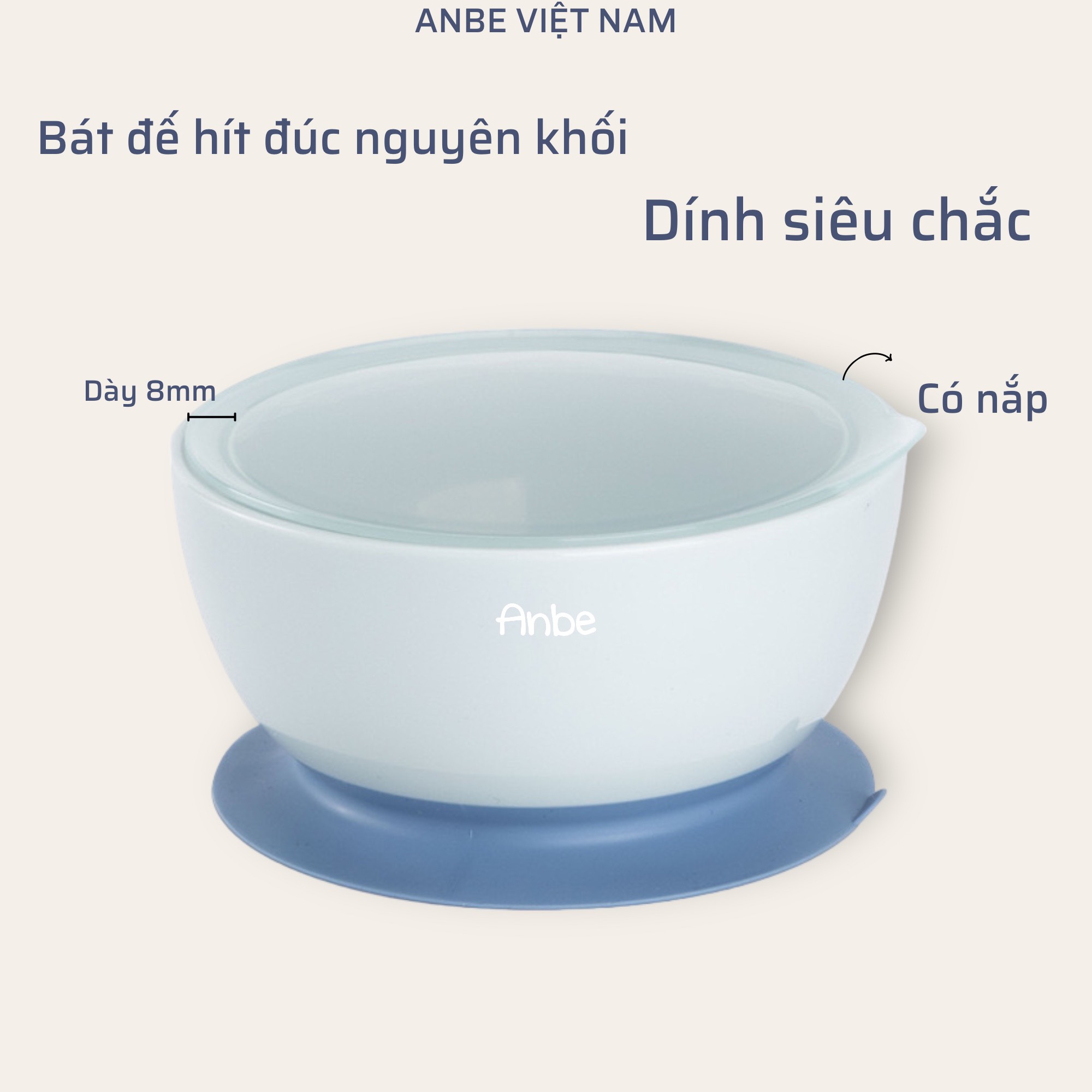 Bát chén ăn dặm đế hít silicon chống đổ cho bé có nắp 400ml