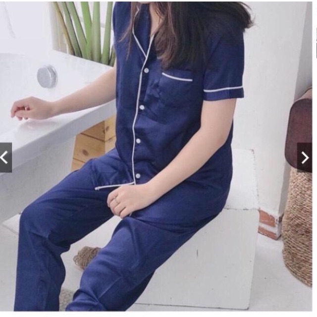 Bộ Pizama Quần Dài Tay Cộc Chất Phi Bóng t