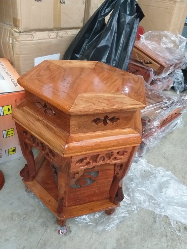 Đôn gỗ gõ lục giác cao 50x32cm