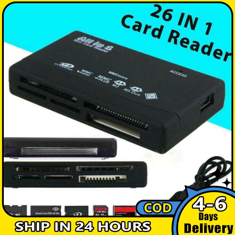 26 in 1 All in One Memory Card Reader USB External SD Mini Micro M2 MMC XD Fast for SD Card /TF Card /Micro SD Card /and CF Card /USB 3.0 for Camera Laptop and PC