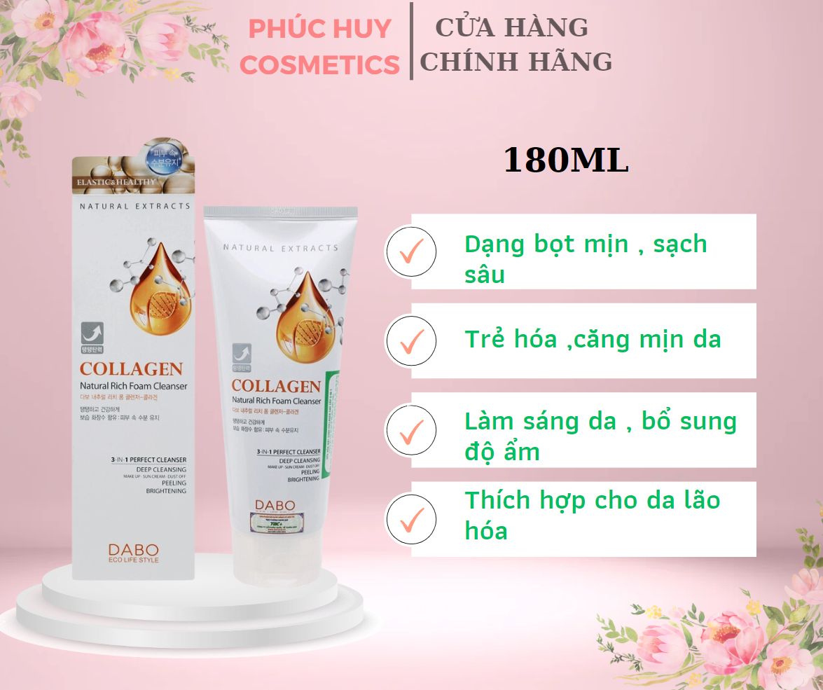 Sữa rửa mặt dabo collagen 180ml